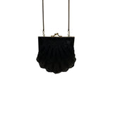 Carla Marchi Women’s Black Beaded Shell Design Metal Frame Evening Clutch