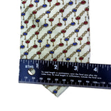 Tom James Mens Ivory Silk Tie Chain Link Red & Blue Pattern Elegant Made In USA