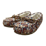 Minnetonka Women’s Multicolor Tribal Pattern Faux Fur Moccasin Slippers Size 10M