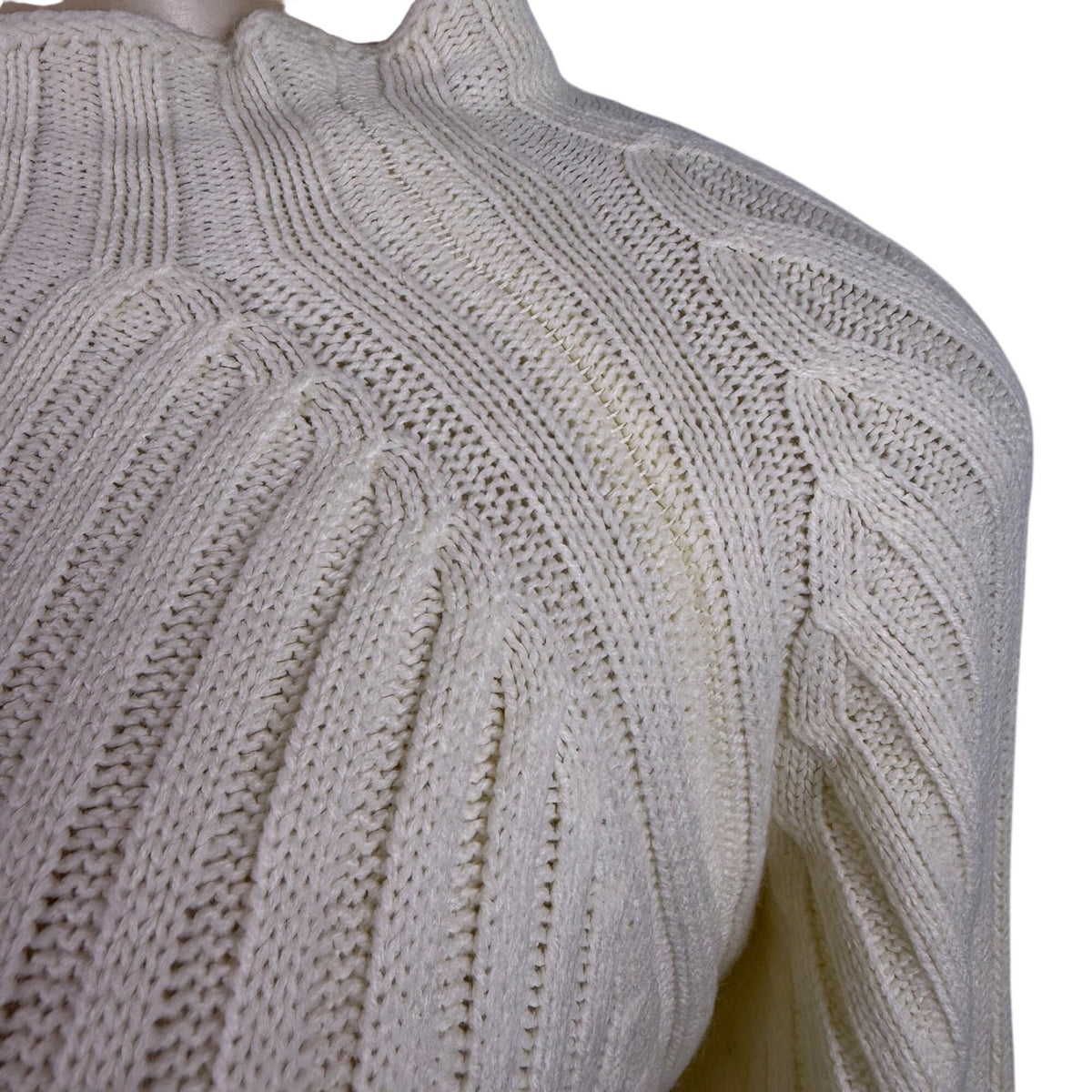 Queens Street Womens Cream Ribbed Knit Long Sleeve Midi Sweater Dress Size OS