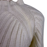 Queens Street Womens Cream Ribbed Knit Long Sleeve Midi Sweater Dress Size OS