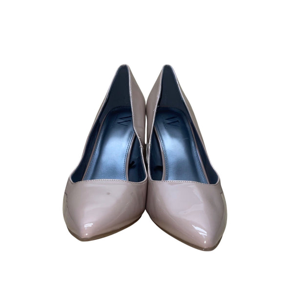Worthington Women’s Beige Faux Patent Leather Zool Block High Heels Size 9.5M
