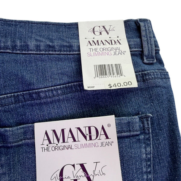 Gloria Vanderbilt Womens Blue Denim Amanda Straight-Leg Jeans Classic Fit Sz14
