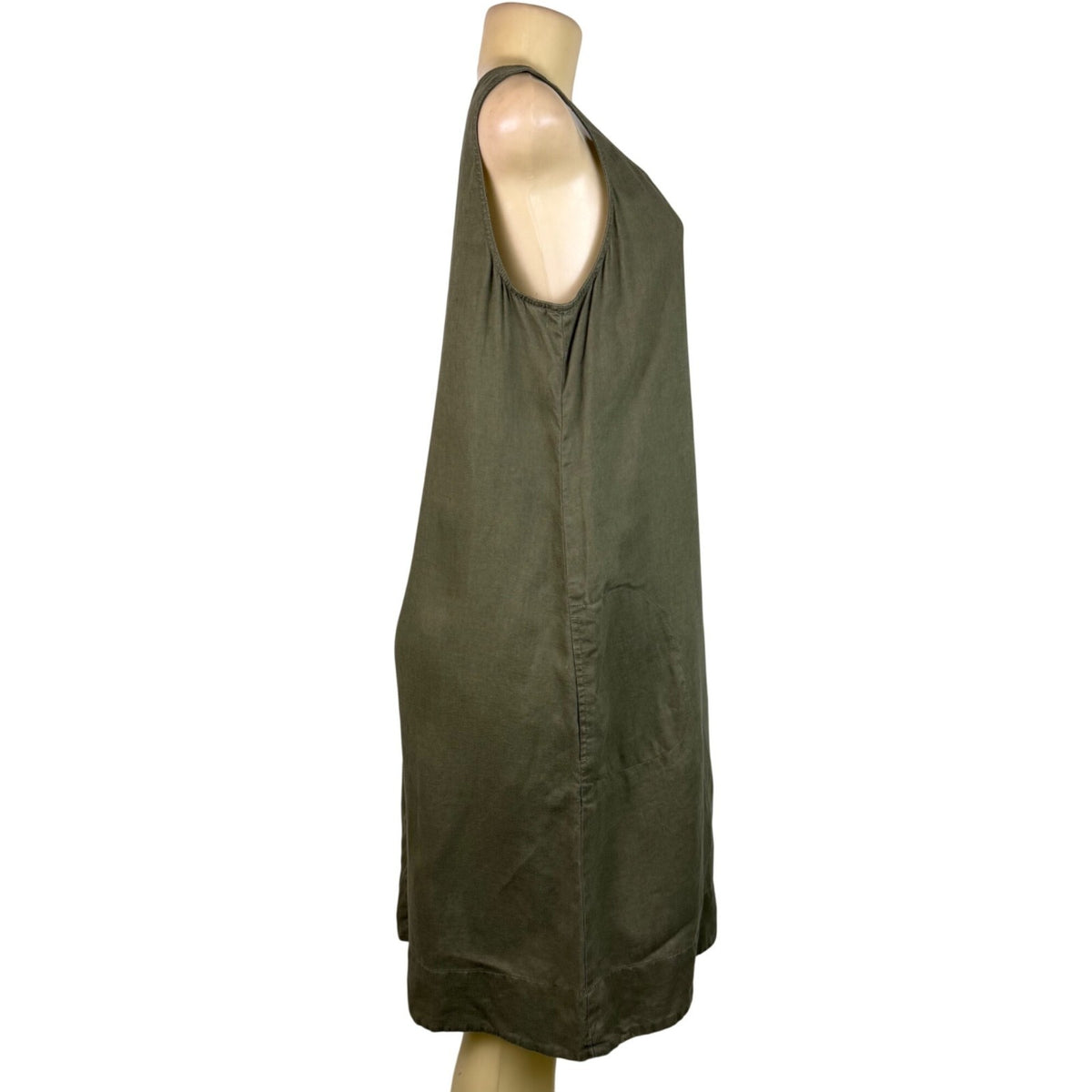 J Jill Womens Olive Linen Tank Shift Dress Sleeveless Relaxed Fit Size M
