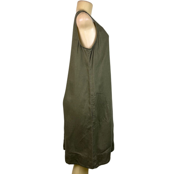 J Jill Womens Olive Linen Tank Shift Dress Sleeveless Relaxed Fit Size M