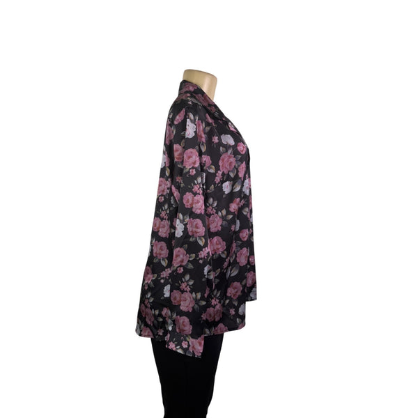 Asos Womens Black & Pink Floral Button-Up Long Sleeve Shirt Size US 8