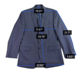 Calvin Klein Mens Navy Wool Blazer Jacket Slim Fit Checkered Two-Button Sz 40R