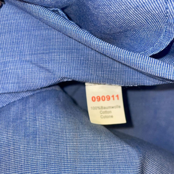 Mens Blue Long Sleeve Button-Up Shirt XXL 100% Cotton New