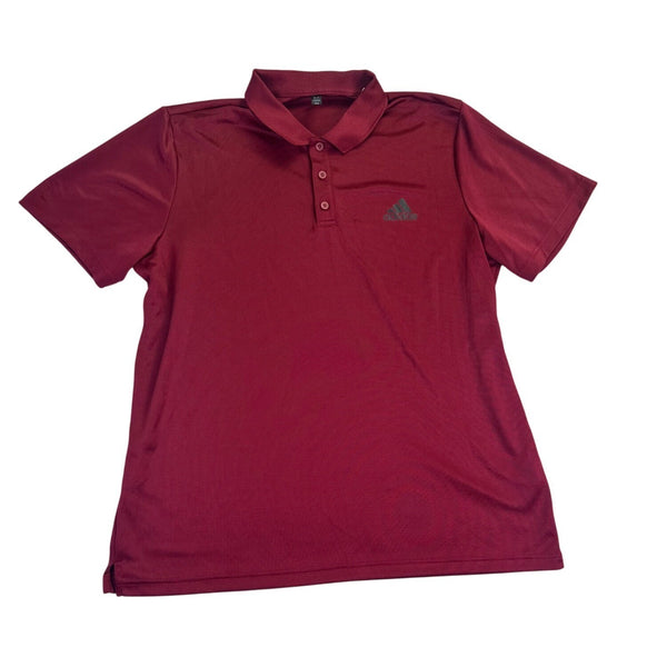 Adidas Mens Red Polyester Polo Shirt  Short Sleeve Classic Fit Style Size XL