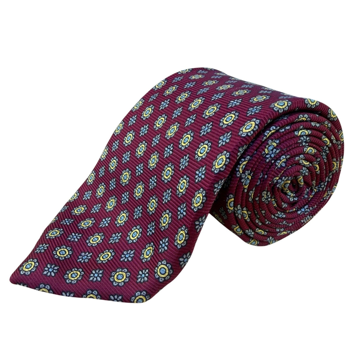 Jos A Bank Mens Burgundy Polyester Floral-Print Neck Tie Executive Collection