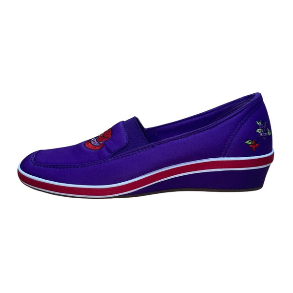 Grasshoppers By Keds Purple Red Hat Society Slip-On Wedge Shoes Size 9M