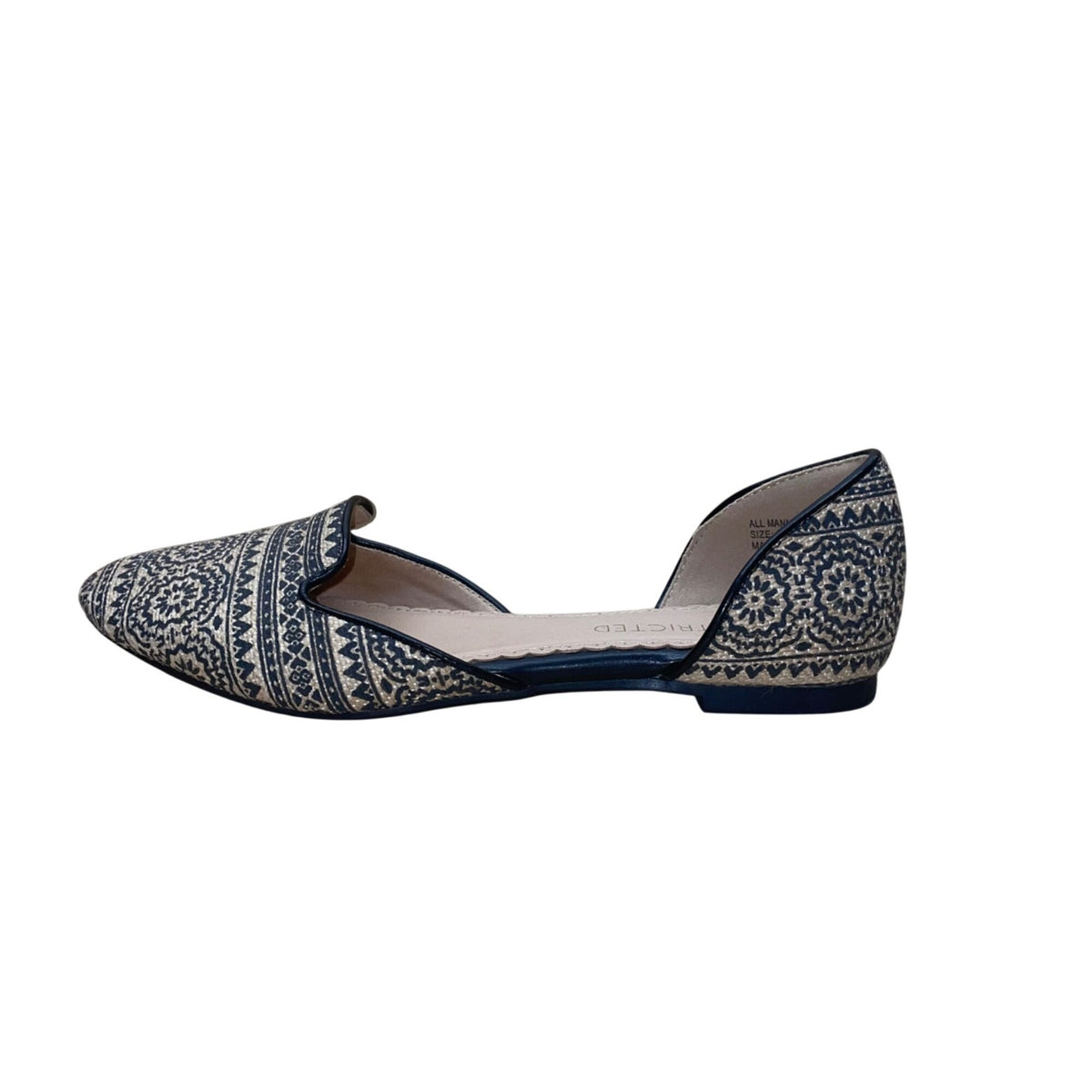 Restricted Women’s Natural & Black Tribal Print Slip-On D’Orsay Flats Size 6.5