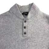 Express Mens Light Gray Button-Front Sweater Collared Knit Pullover Sz M