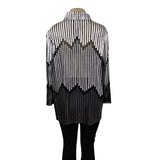 Chicos Womens Black & White Striped Sheer Button-Front Tunic Jacket Size 3 - New