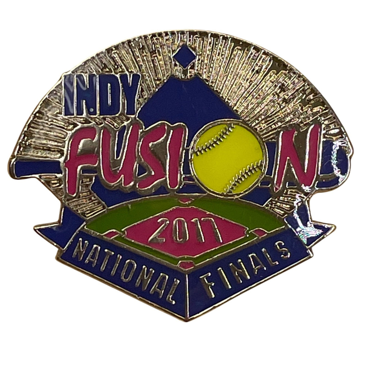 Indy Fusion 2017 National Finals Softball Pin Collectible With Dual Pin Backs