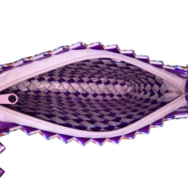 Women’s Woven Plastic Purple & Red Candy Wrapper Strawberry Shoulder Bag