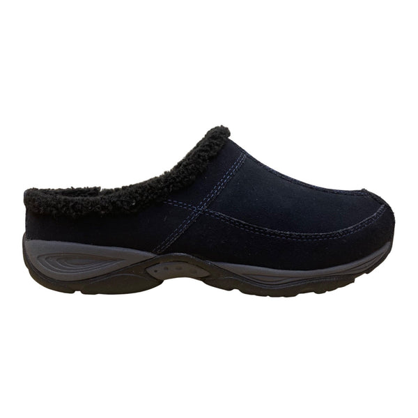 Easy Spirit Women’s Blue Suede Faux Fur Slip-On Mule Clogs Size 8.5M
