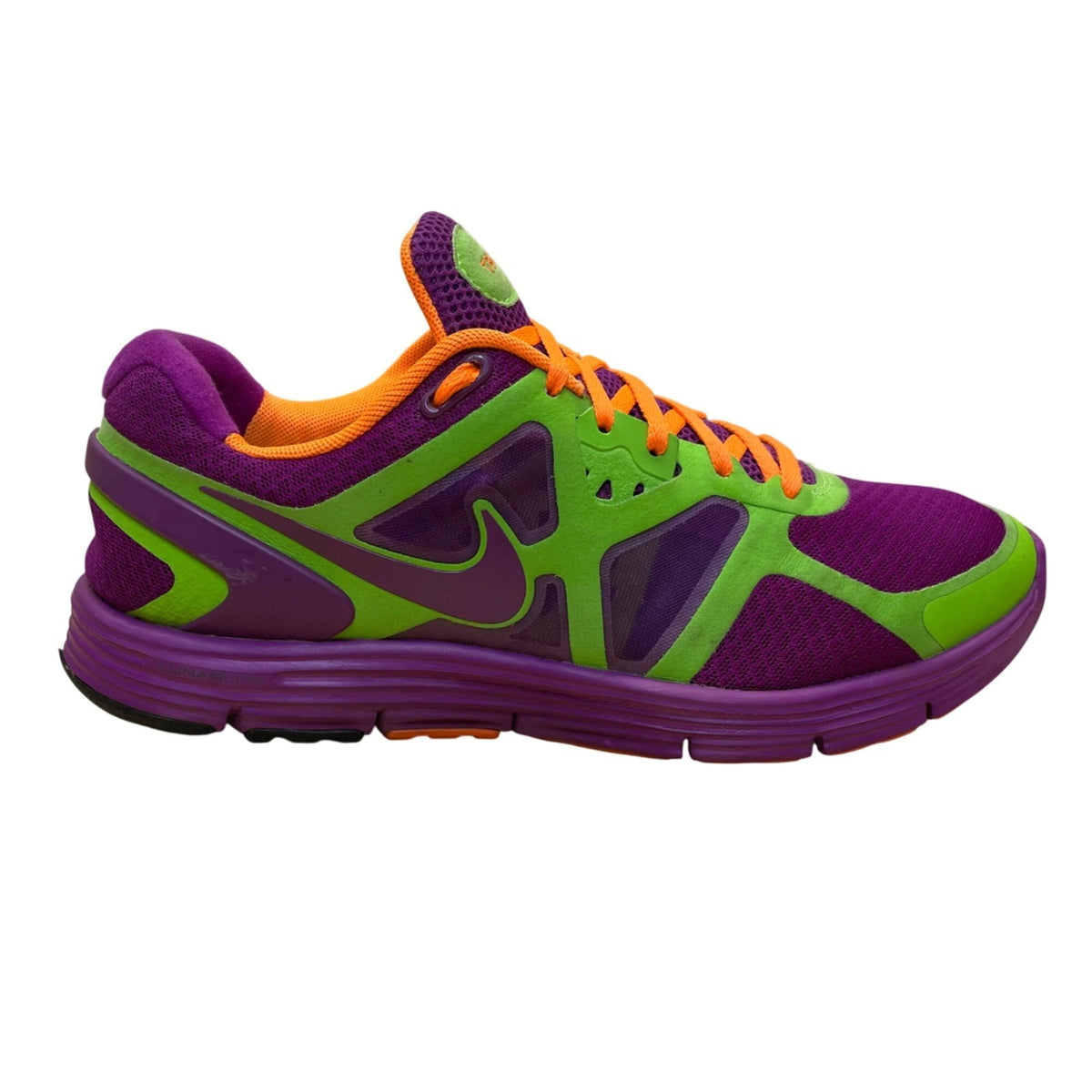 Nike Mens Purple & Green Mesh Fitsole 3 TBO Lunarlon Running Shoes Size 9