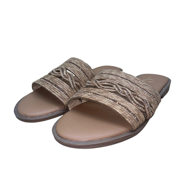 Bks Women’s Brown Braided Embellished Strap Slide Benda Casual Sandals Size 7
