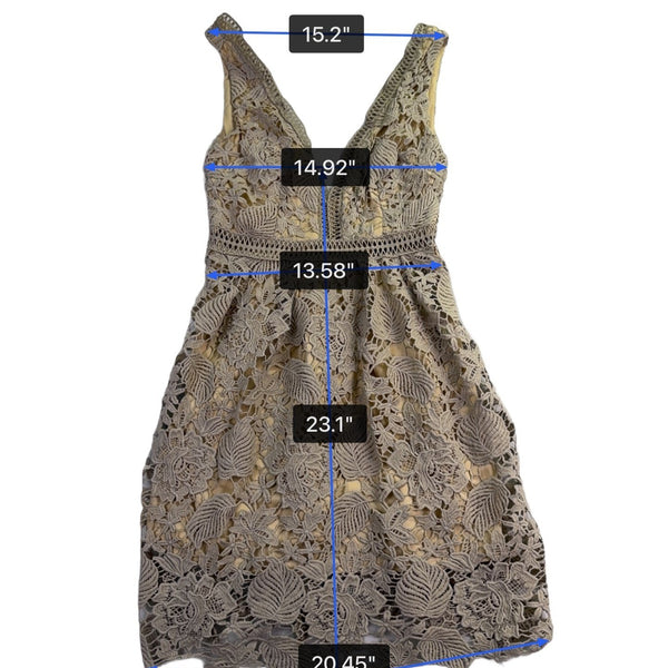Romeo & Juliet Couture Womens Beige Crochet Lace Sleeveless Dress Size M