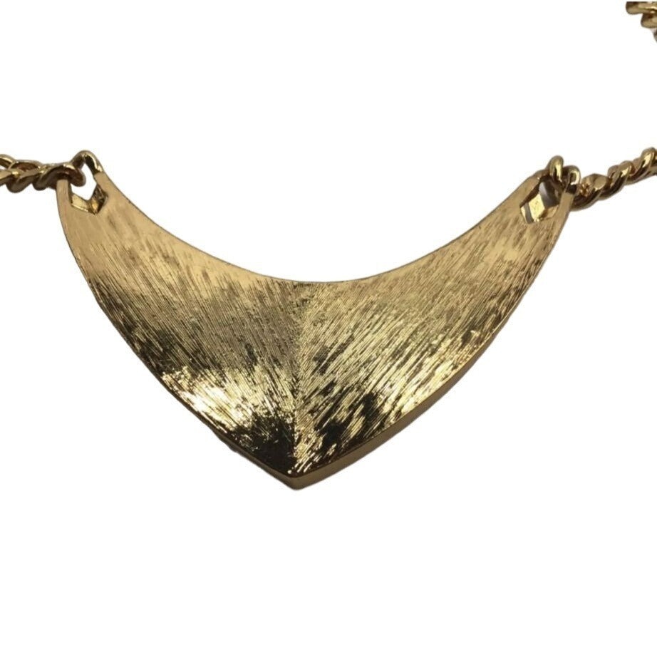 Vtg Vince Camuto Zebra Pattern Chunky Gold Tone Chain Necklace -17in Adjustable