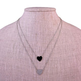 Tabitha Webb Sterling Silver Womens Double Heart Set Necklace W/ Cubic Zirconia