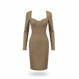Entry Womens Gold Long-Sleeve Glitter Bodycon Elegant Style Dress Size S