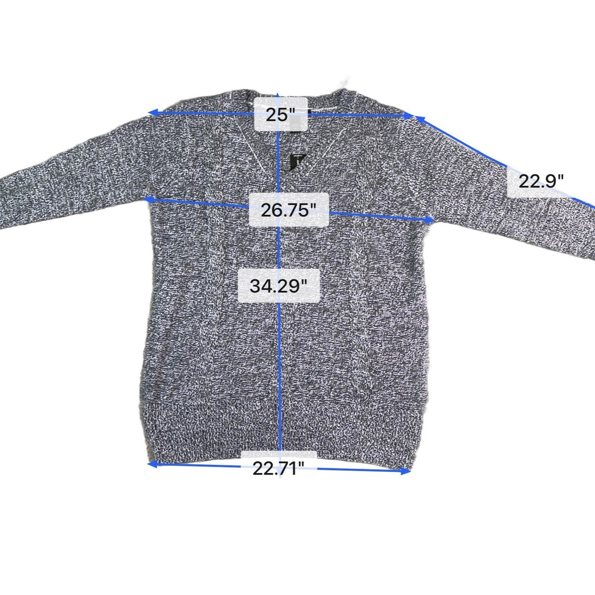 Ashley Stewart Womens Gray V-Neck & Long Sleeve Sweater Plus Size 22/24