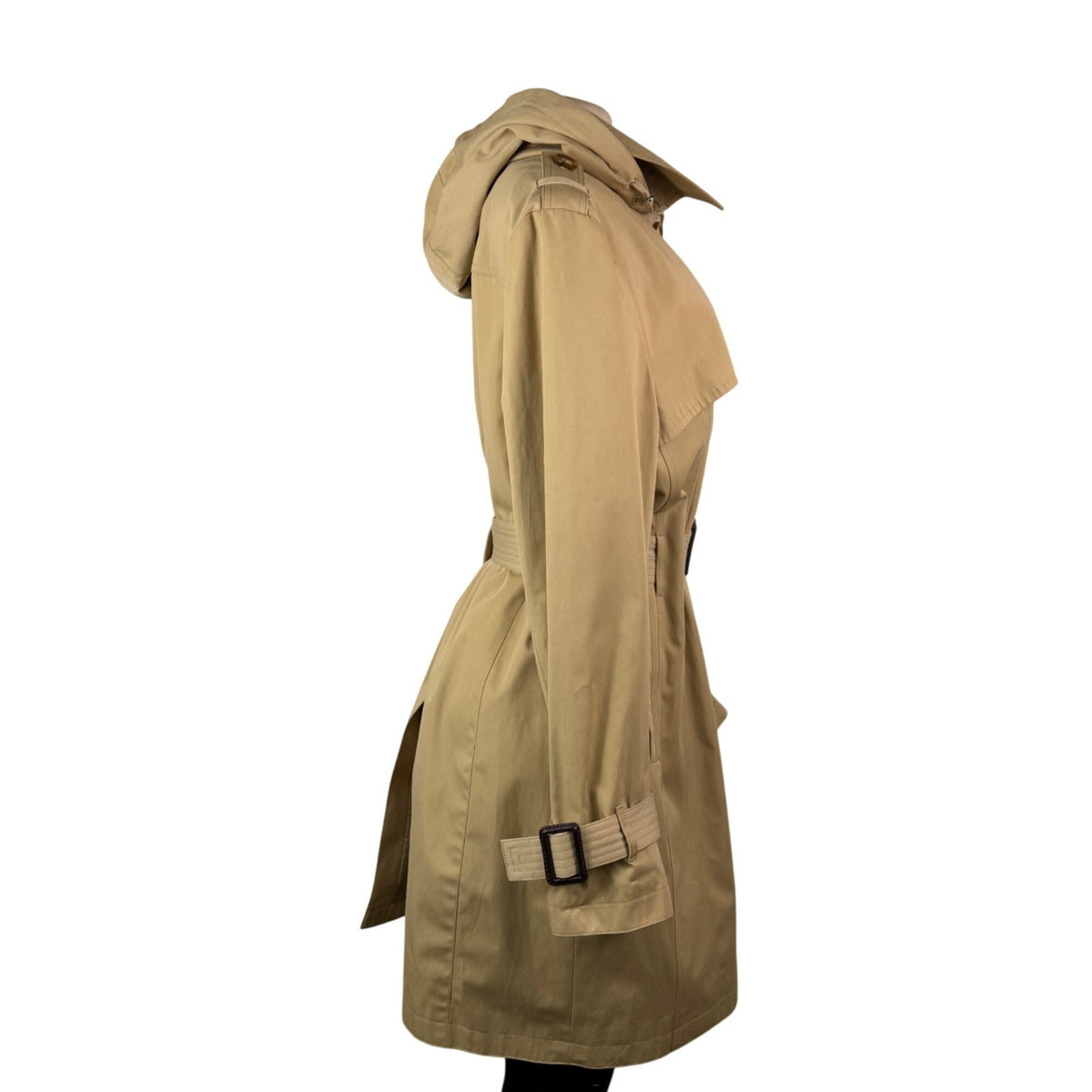 Michael Kors Womens Tan Cotton Blend Belted Trench Coat With Hood Size XL