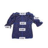 Ann Taylor Womens Navy Floral Print Blouse Ruffled Sleeves Pattern Size XS