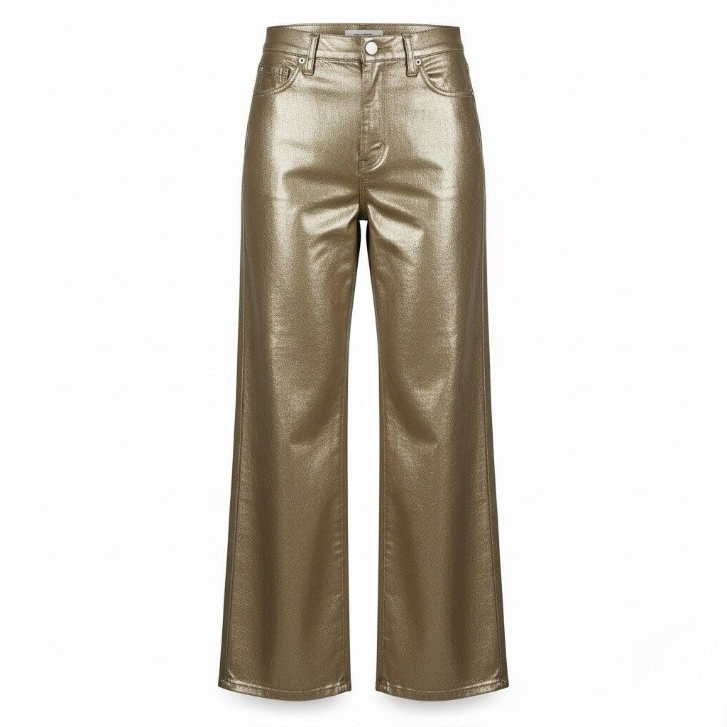 Banana Republic Womens Gold Metallic High-Rise Straight Jean Sz 27