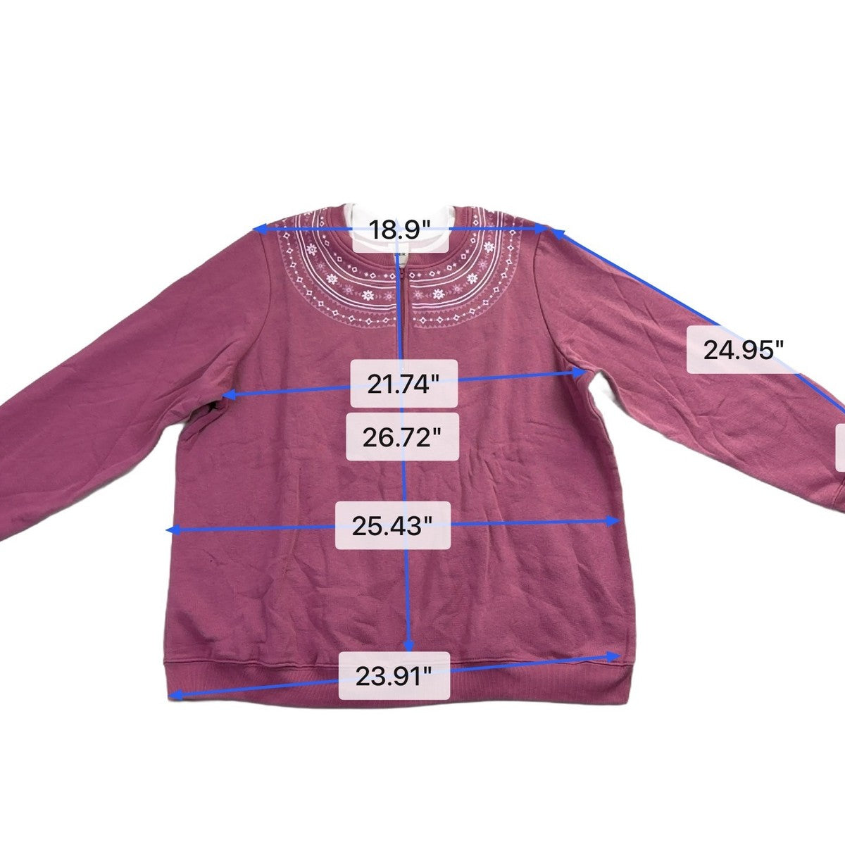 Blair Womens Pink Embroidered Pullover Sweatshirt & Elastic Waist Pants Sz P2XL