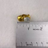 Gold Tone Womens White Mother Of Pearl Clip-On Earrings Hammered Finish Handmade