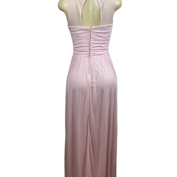 B. Darlin Womens Pink Beaded Mesh-Top Gown 1/2 Polyester Evening Dress
