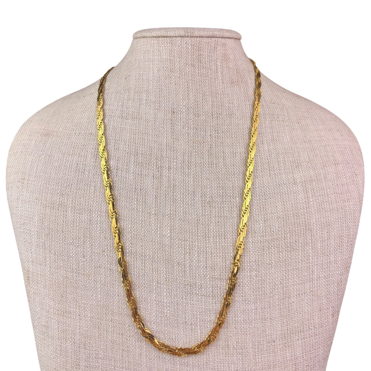 Assembled Chain Unisex Gold Tone Metal Flat Braided Necklace Classic Design