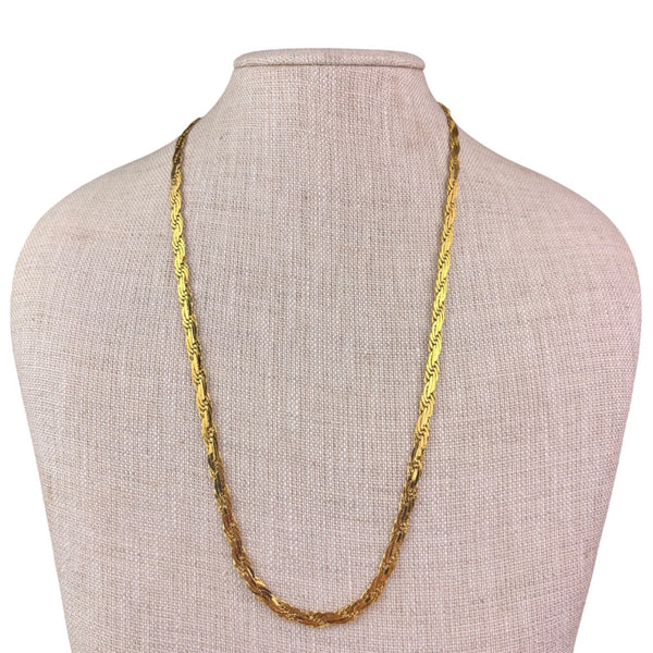 Assembled Chain Unisex Gold Tone Metal Flat Braided Necklace Classic Design