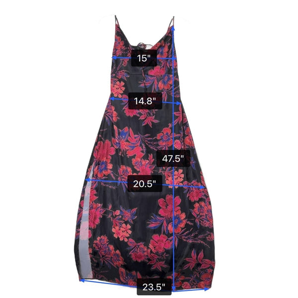 Free People Womens Black Floral Midi Dress Sleeveless Lightweight Size 6