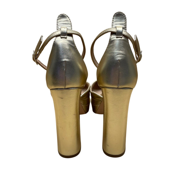 Chase + Chloe LA Women’s Gold Ankle Strap Ayla Platform Heels Size 7