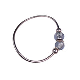 Vintage Sterling Silver Aqua Blue Glass Beaded Coil Wrap Cuff Bracelet 925
