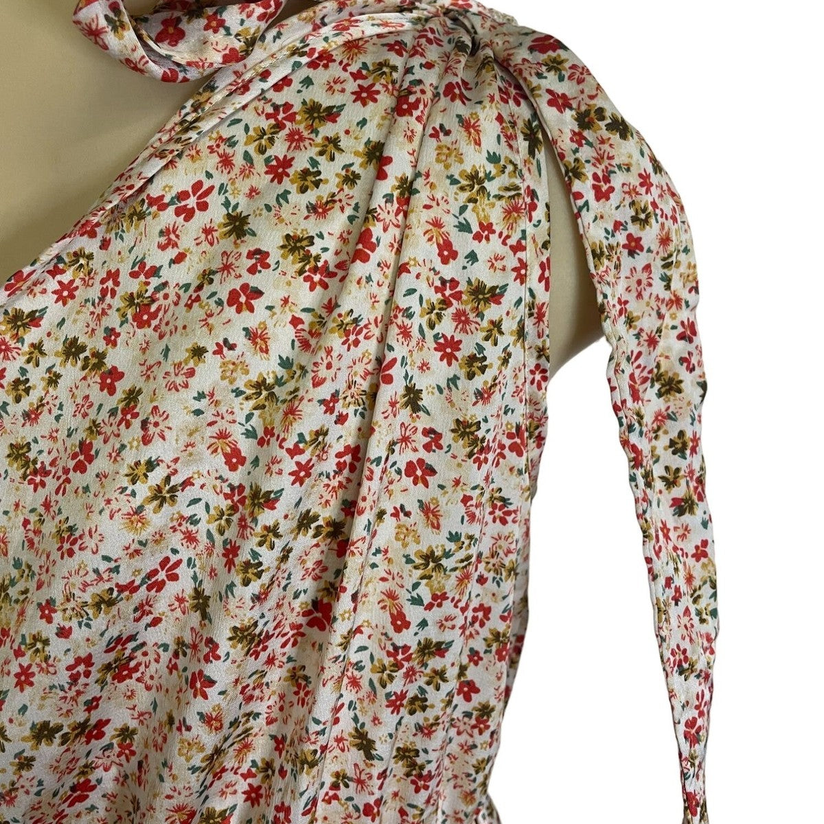 Floral Halter Neck Mini Dress With Ruffle Hem & Open Back New