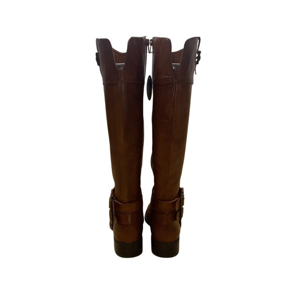 INC Women’s Cognac Brown Leather Knee High Fahnee Riding Boots Size 7M