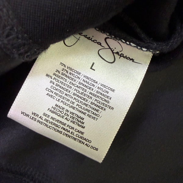 Jessica Simpson Womens Black Faux Leather Paneled Skater Skirt Sz L