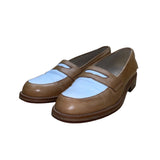 Joan & David Women’s Tan & White Leather Dress Penny Loafers Shoes Size US8