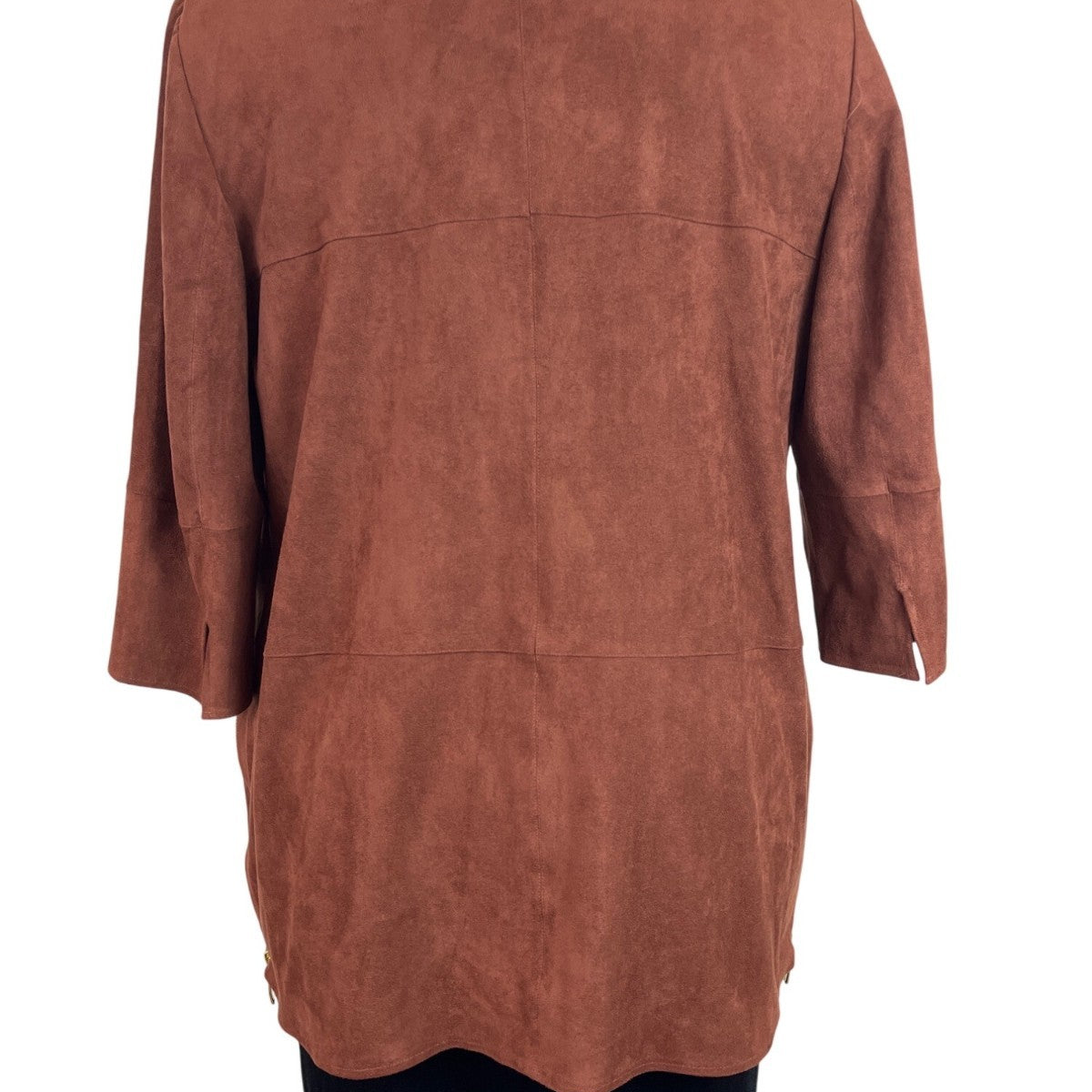 Chico’s Womens Brown Open Front Jacket 3/4 Sleeve Lightweight Elegant Size 2
