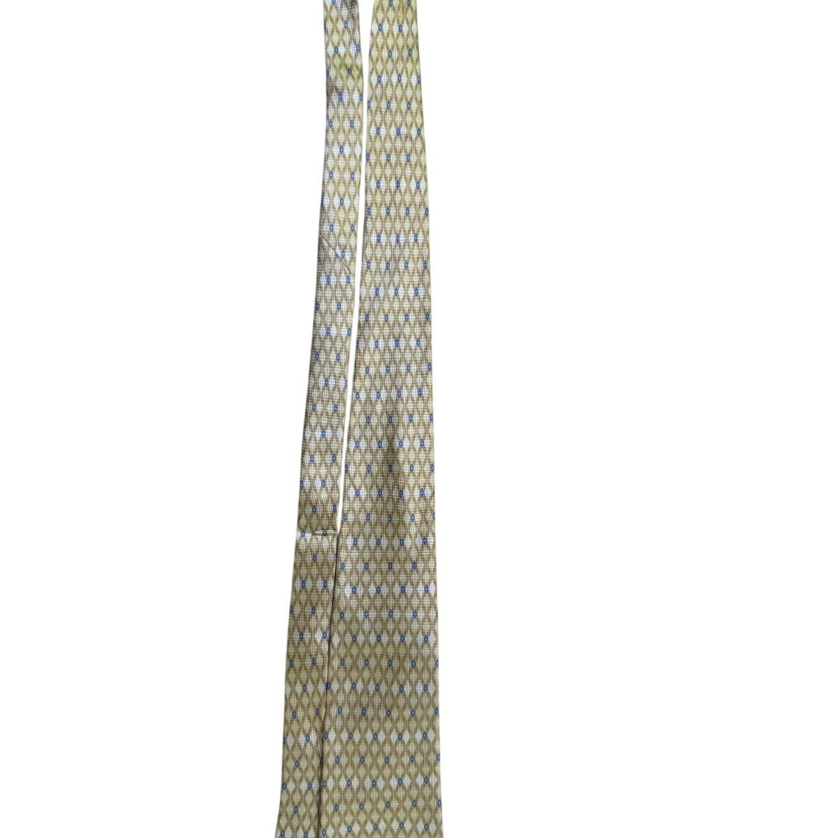 Crazy Horse Mens Gold & Blue Printed 100% Silk Tie Diamond Pattern