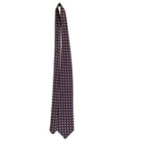 Faconnable Mens Burgundy Silk Patterned Tie Geometric Print 100% Silk