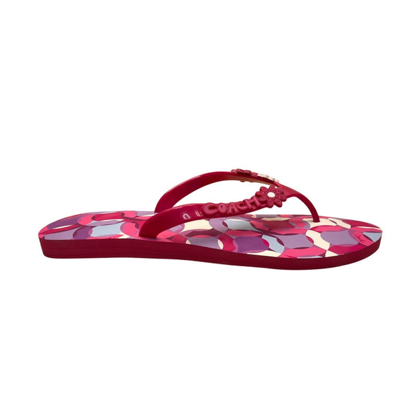 Coach Women’s Red & Purple Floral Rubber Kerrie Flip Flop Sandals Size 11B