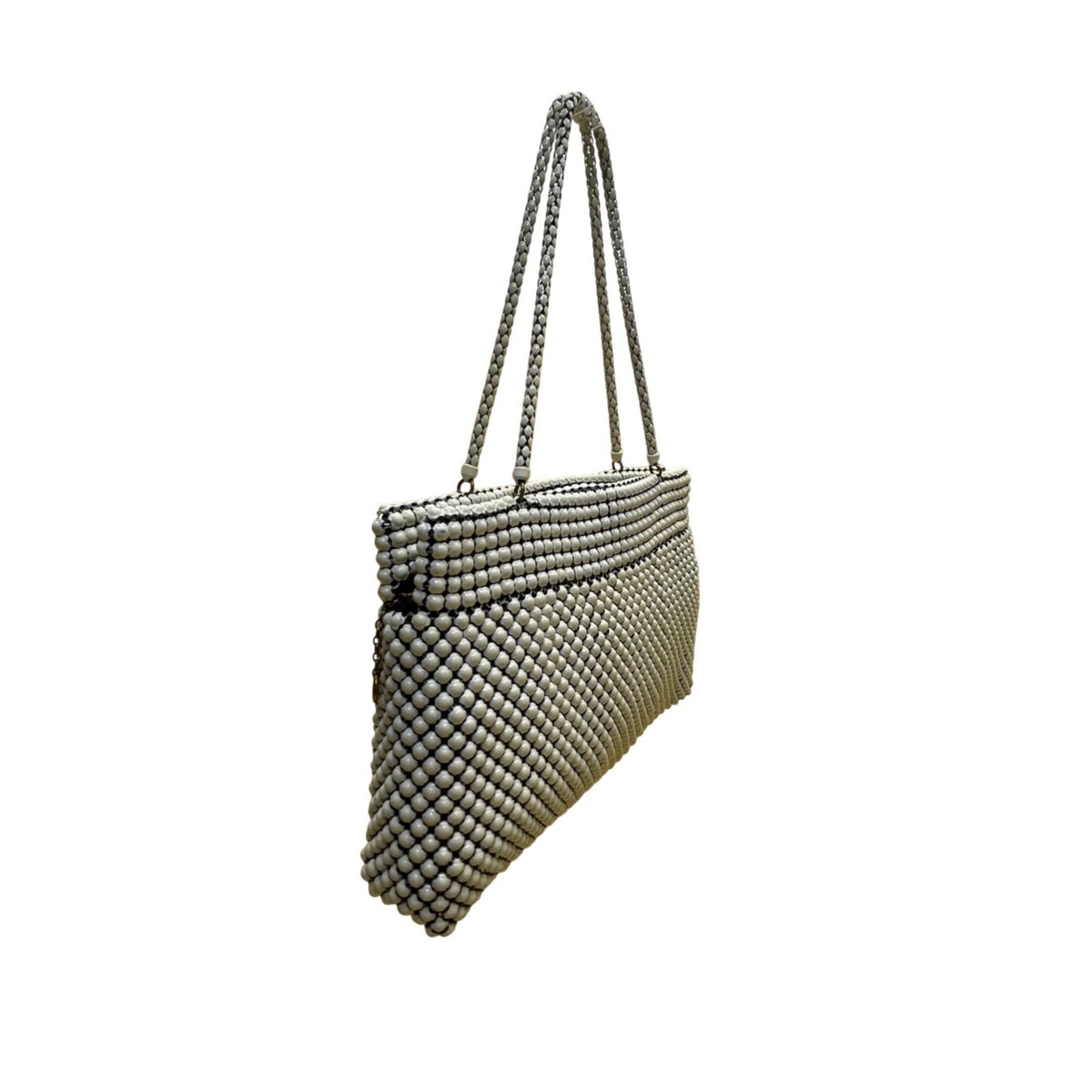 Vintage Whiting & Davis Women’s White Alumesh US Made Beaded Shoulder Bag