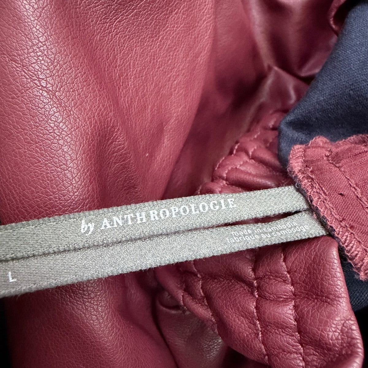 Anthropologie Womens Burgundy Coated Faux Leather Tiered Mini Skirt L