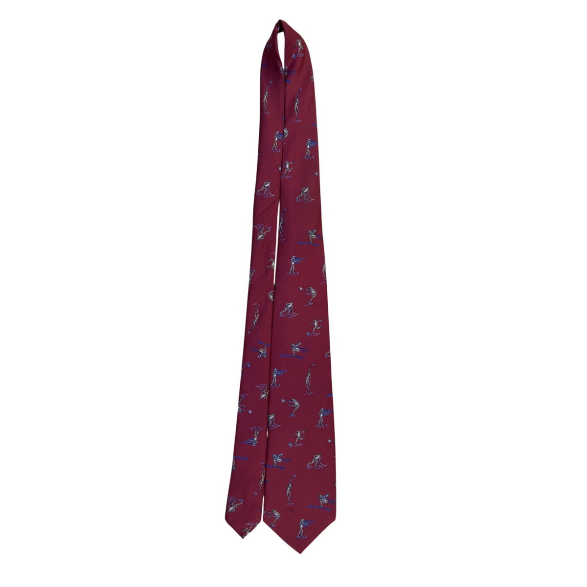 Bert Pulitzer Mens Red Silk Ski Sports Theme Neck Tie Hand Blocked England